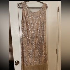Champagne 1920’s style flapper dress with sequins